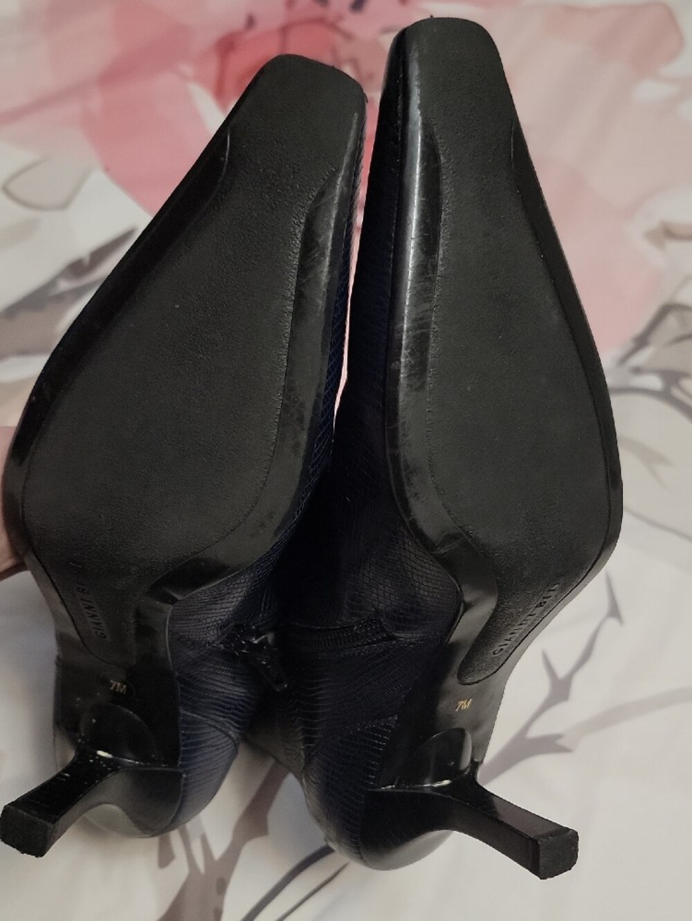GIANNI BINI size 7 Pointed Toe Ankle Boot - Navy Reptile - Picture 4 of 6